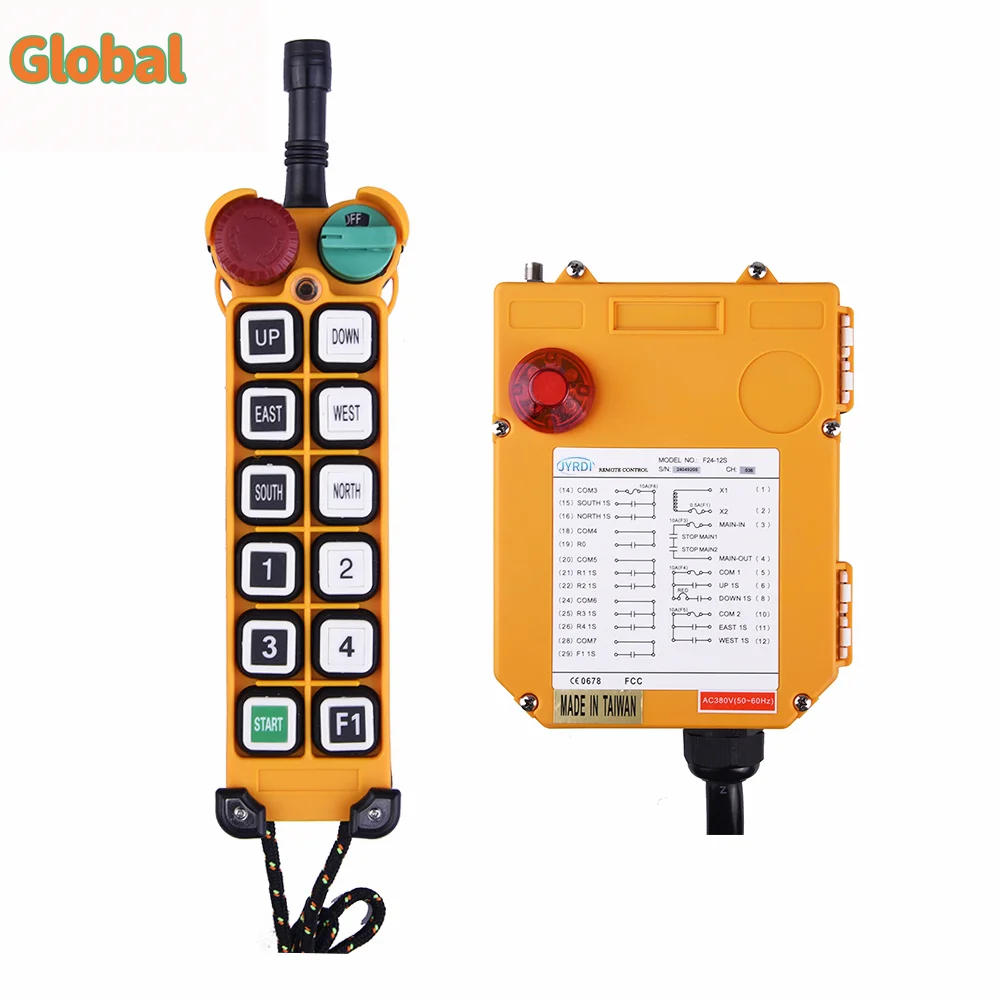 

F24-12S 12 buttons single speed Industrial Wireless Radio Crane Remote Control switches Hoist overhead bridge Crane Controller