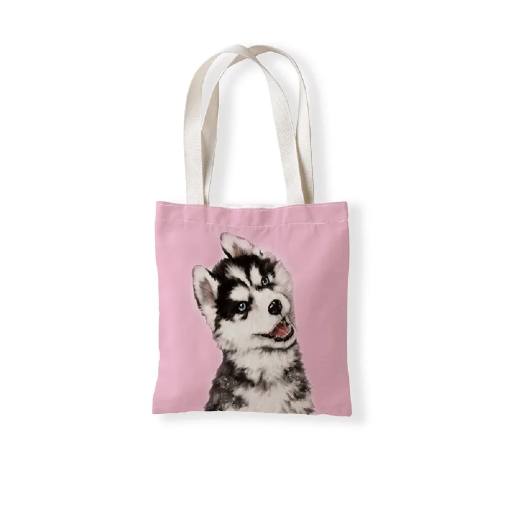 Cute dog print Double print retail bag Husky Print Fox Print Digital Print Raccoon Print Women's single shoulder shopping bag