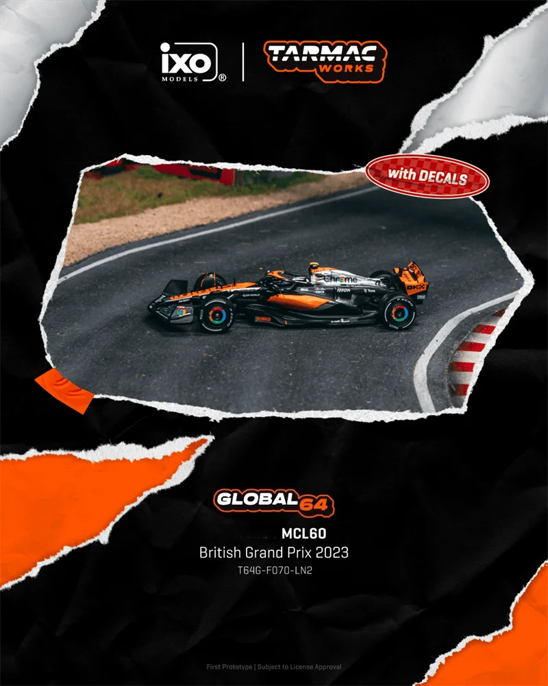 PreSale Tarmac Works 1:64 MCL60 سباق الجائزة الكبرى البريطانية 2023 Lando Norris مجموعة نماذج سيارة مصبوبة