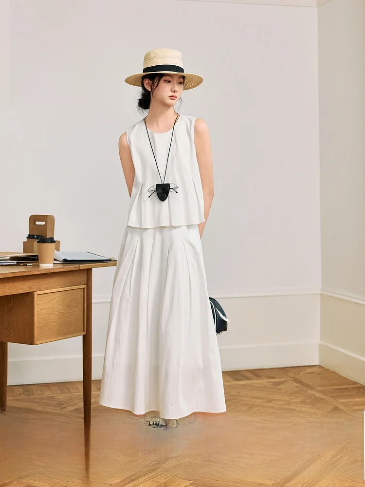 

Summer New Sle White round Ne Svel Gingham Doll irt High Waist Gingham Long Skirt Two Piece Set Women 8 25 Years...