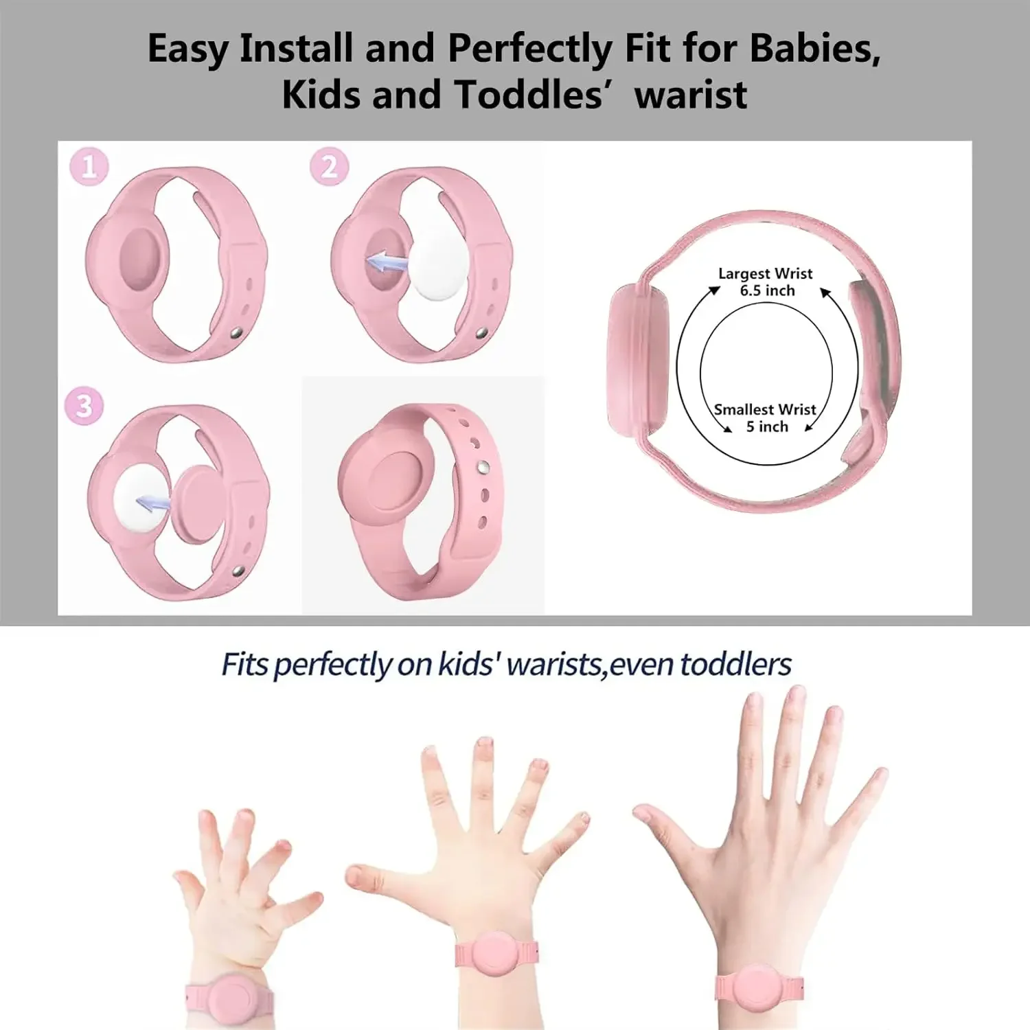 Pulsera AirTag impermeable para niños, pulsera oculta con etiqueta de silicona suave, rastreador GPS ligero para Apple Watch Band para niños