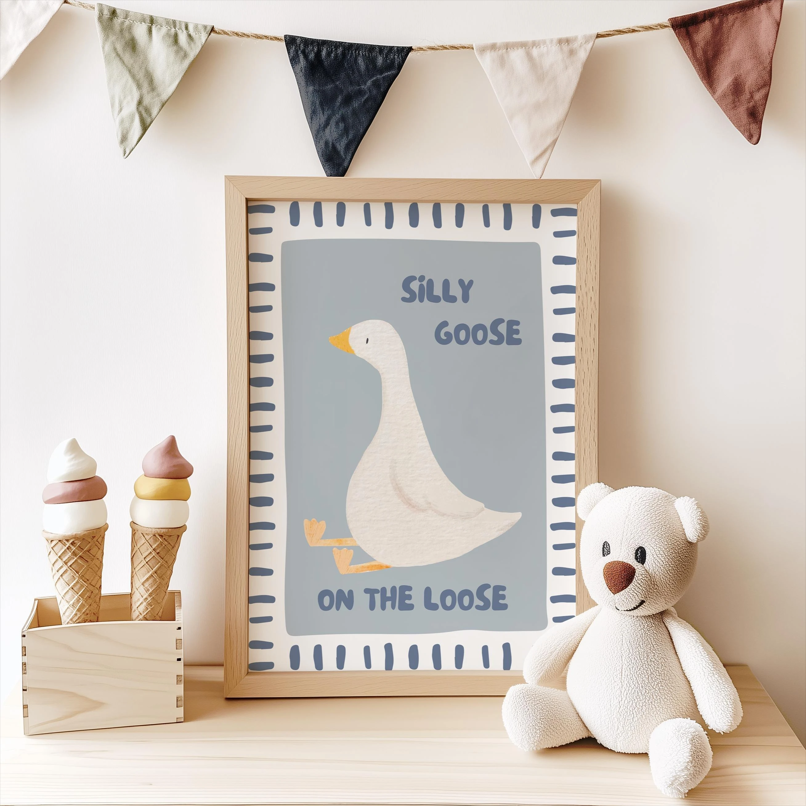 Silly Goose Skateboard Ente Tier Leinwanddrucke Blue Farm Kinderzimmer Wandkunst Poster für moderne Wohnzimmer Küche Home Decor
