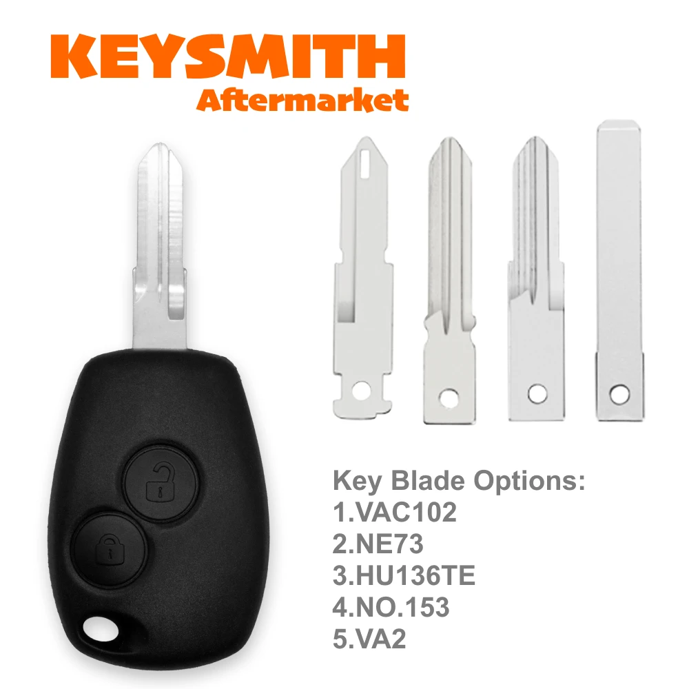 KEYSMITH Chiave Remota a 2 Pulsanti per Renault Duster Modus Clio 3 Twingo DACIA Logan Sandero Kangoo 433MHz Chip PCF79/46/47/52E