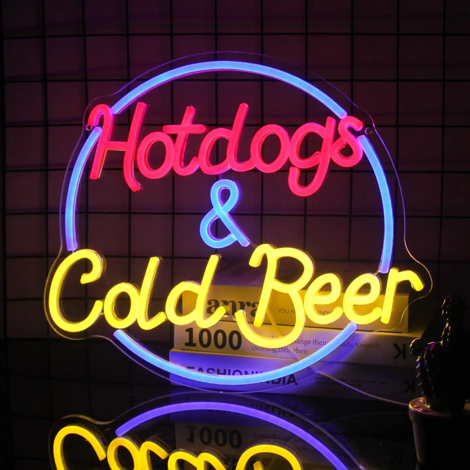 

Hot Dogs and Cold Beer Neon Sign USB Dimmable LED Light for Bar Restaurant Nightclub Shop Food Court Party Decor Signboard Light