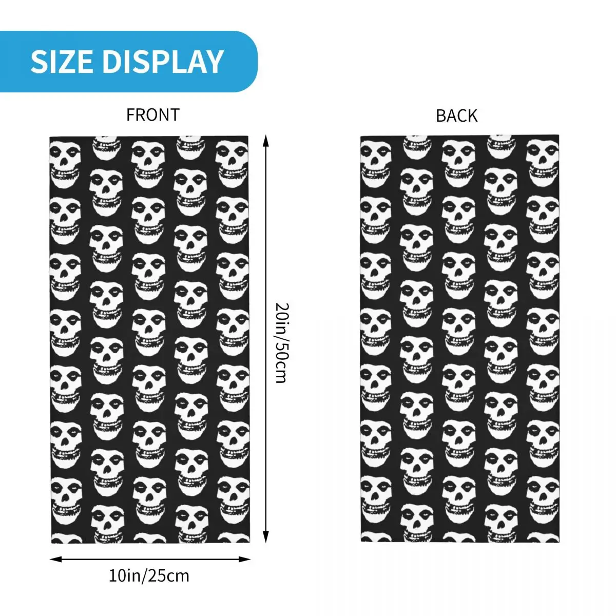 Skull Misfits Bandana Neck Gaiter Printed Balaclavas Mask Scarf Multi-use Headwear Running for Men Women Adult Breathable