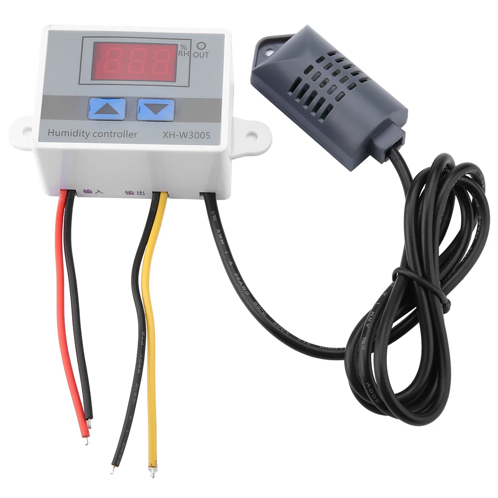 

Digital Hygrometer Hygrometer Controller XH-W3005 Digital Hygrometer Controller Humidity Sensor 0~99%RH 12V/24V/220V