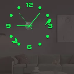 New Luminous Wall Clock Large Watch Horloge 3D DIY Acrylic Mirror Stickers Quartz Duvar Saat Klock Modern Mute Alarm Clock