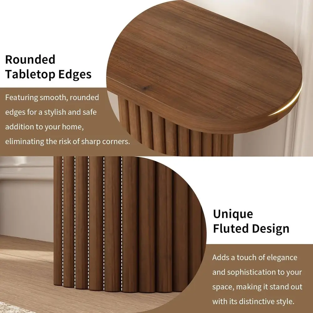 طاولة مدخل حديثة من الخشب الصلب - 39.2 مستديرة، مثالية لخلف الأريكة أو المدخل #5