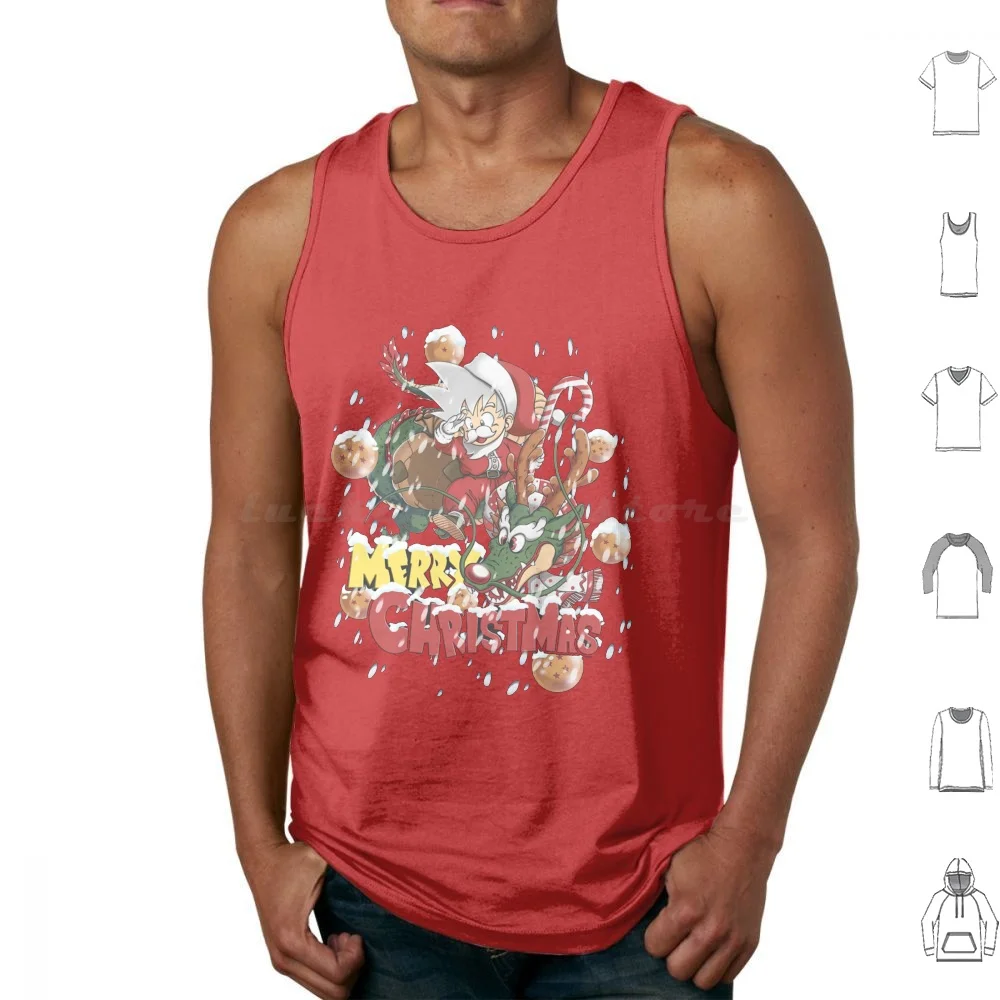 Merry Christmas-Tank Tops Vest Sleeveless Merry Christmas Santa Anime Christmas