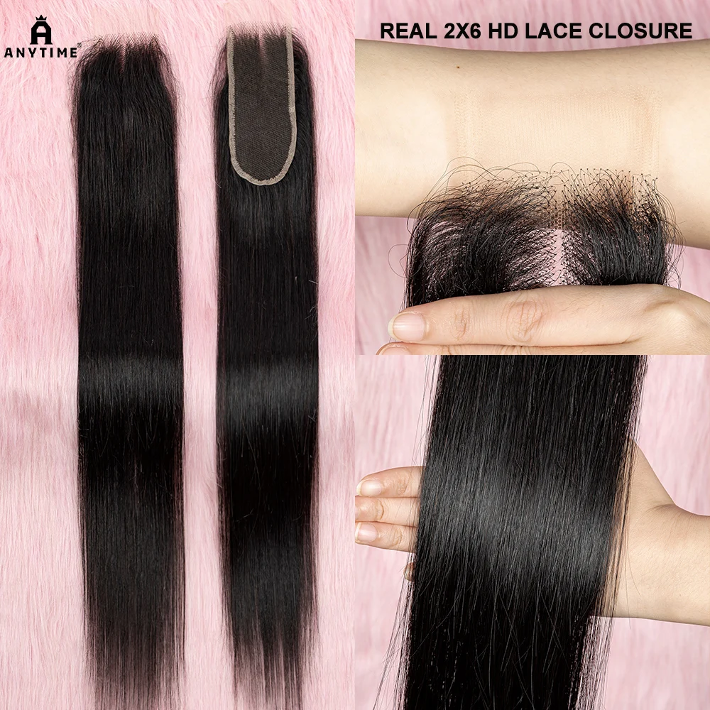 12A Vietnamese Hair Real 2x6 HD Lace Closure Frontal Only Melt Skin Straight Hair Closure Virgin Hair For Black Woman