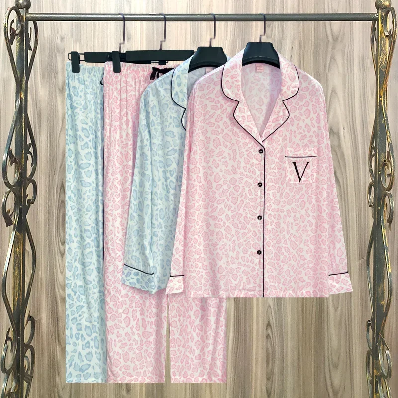 Conjunto de pijama feminino de algodão borboleta branca, loungewear manga comprida solta, pijama da moda, roupa de dormir para mulheres, 2023