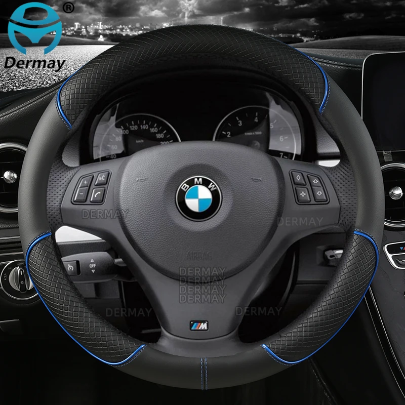 for BMW E90 E91 E92 E93 3 Series DERMAY Car Steering Wheel Cover PU Leather Auto Accessories Fast Shipping