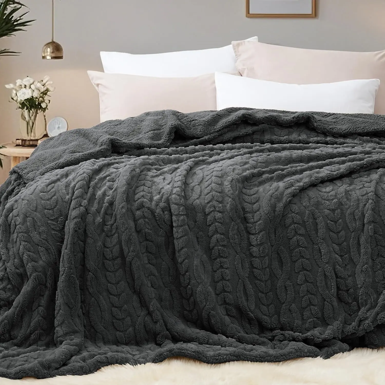 

Пушистое одеяло из шерпа Queen Size на зиму, теплое и мягкое, 510Gsm 3D жаккардовое толстое флисовое плюшевое одеяло для дивана-кровати,