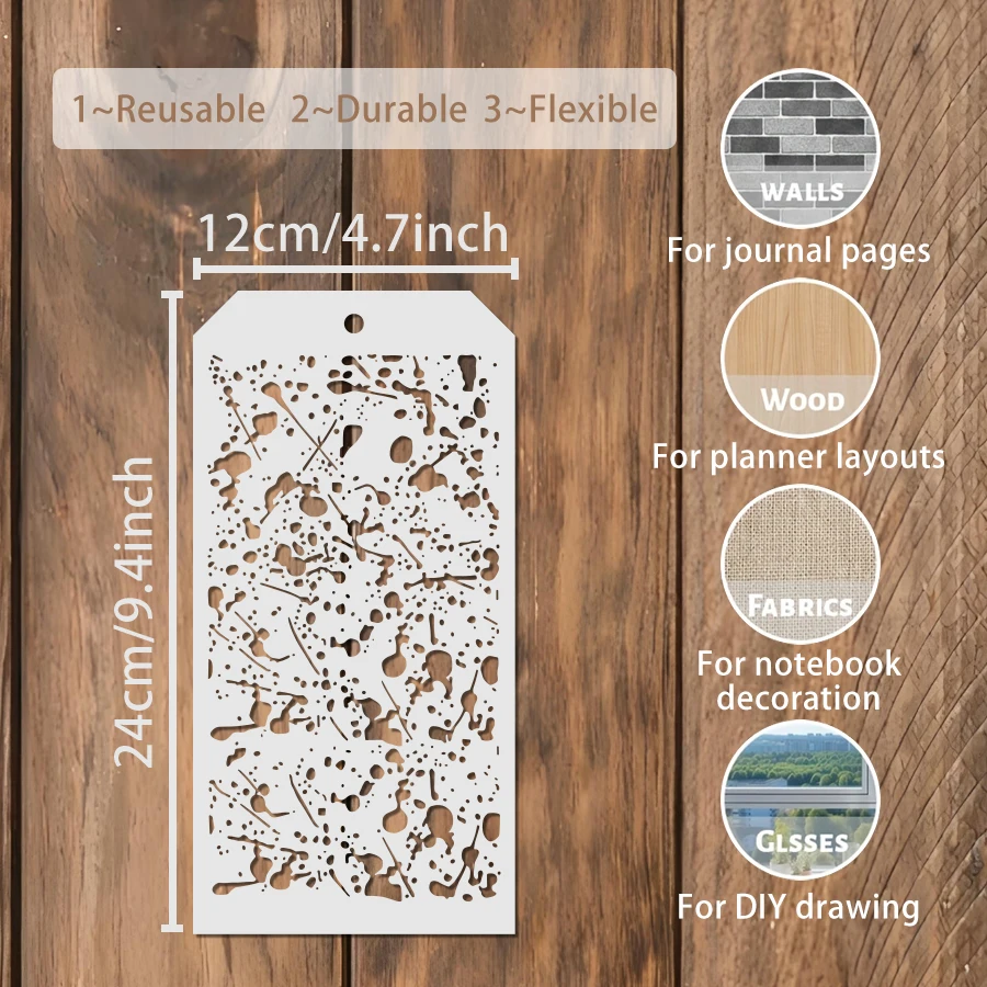 16PCS Texture Stencils for Painting Reusable Pattern Stencil Templates 4.7x9.4 Inch for DIY Wall Wood Canvas Decor