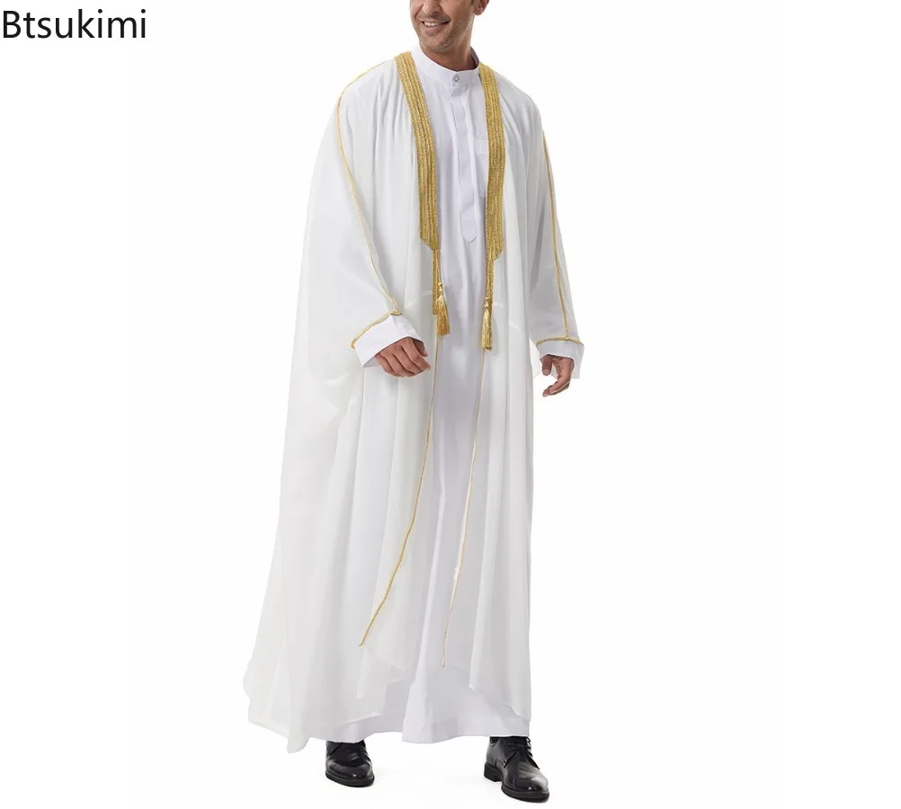 Men Muslim Embroidery Open Abaya Jubba Thobe Cardigan Dress Kimono Turkey Dubai Saudi Kaftan Islam Clothing Prayer Caftan Abayas