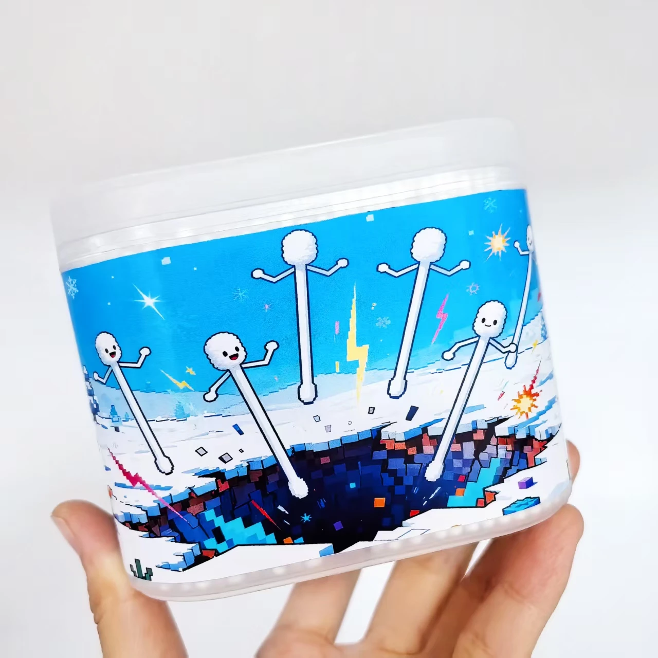 600개 모자이크 스타일 창의적인 양면 면봉, 얇은 종이 스틱 일상 청소용 면봉, 일회용 귀 면봉