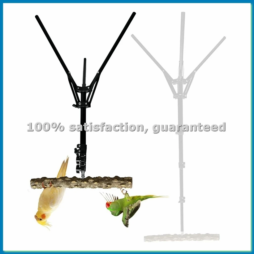 Height Adjustable Bird Perch Pepper Wood Bird Training Perch Stand Parakeet Perches Indoor and Outdoor Parrot Stands