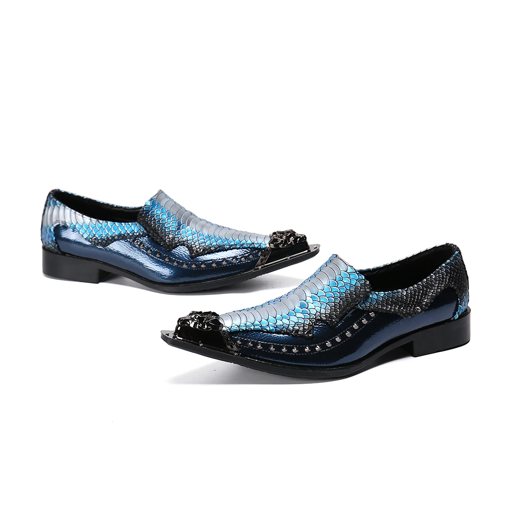 

Модная синяя мужская обувь из натуральной кожи для свадебной вечеринки и выпускного вечера, деловые офисные туфли-броги больших размеров, обувь без шнуровки, официальная обувь