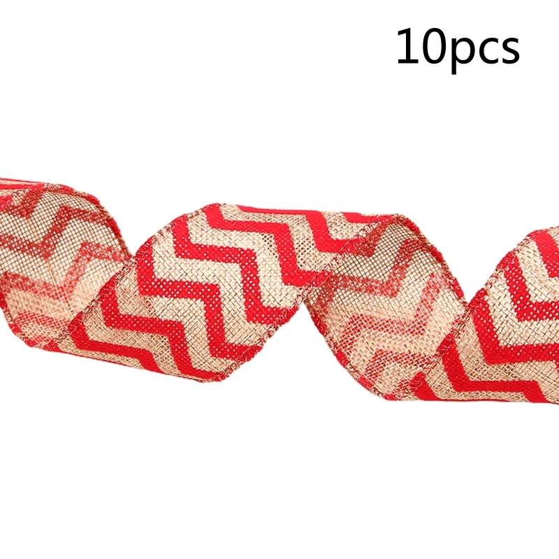 10 Rolls Rustic Burlap Cartoon Elk Christmas Ribbon DIY Gift Wrapping Decoration