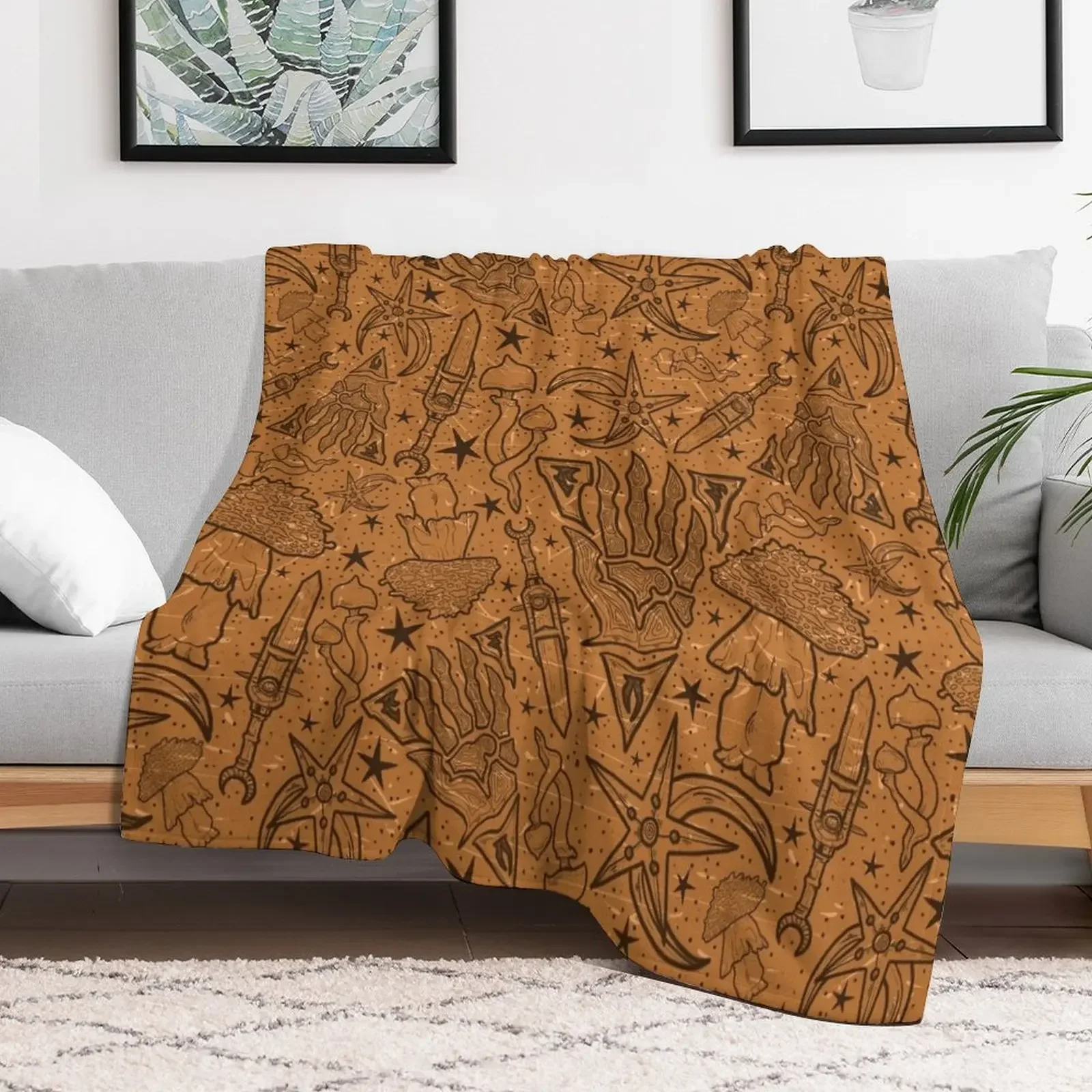 Nerevar's Past | Morrowind Aged Pattern | Box Art Inspired Scrolls Elder Online Fantasy RPG Dunmer Throw Blanket