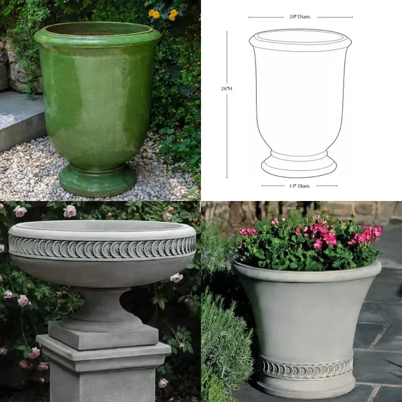 Large Natural White Marble Flower Pot Hand Carved Stone Planter Durable Eco Friendly Garden Decoration for Indoor Outdoor Use