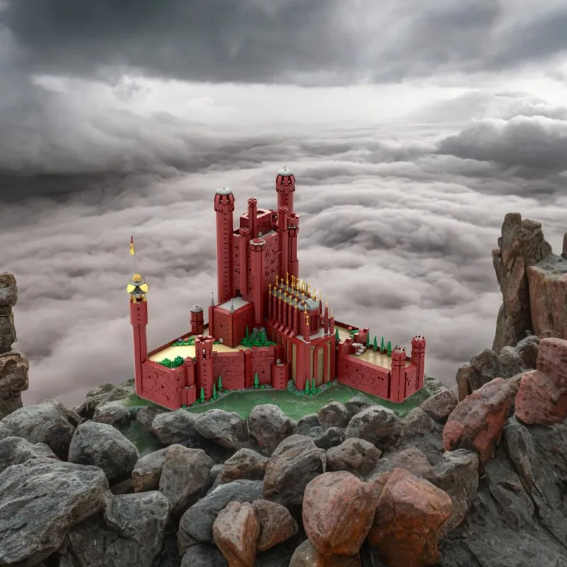 

Набор средневековых красных строительных блоков из 458 предметов со стенами, башнями и дворцом