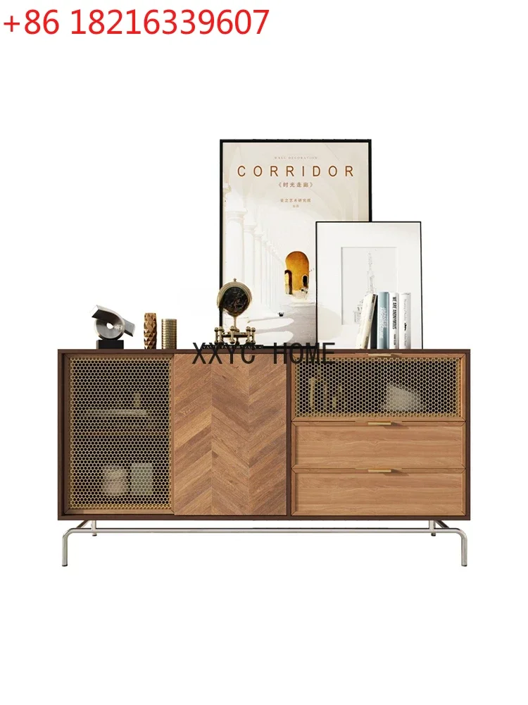 

Light Luxury Solid Wood Entrance Cabinet Home Storage Cabinet Living Room Italian Retro Sideboard Storage Cabinet