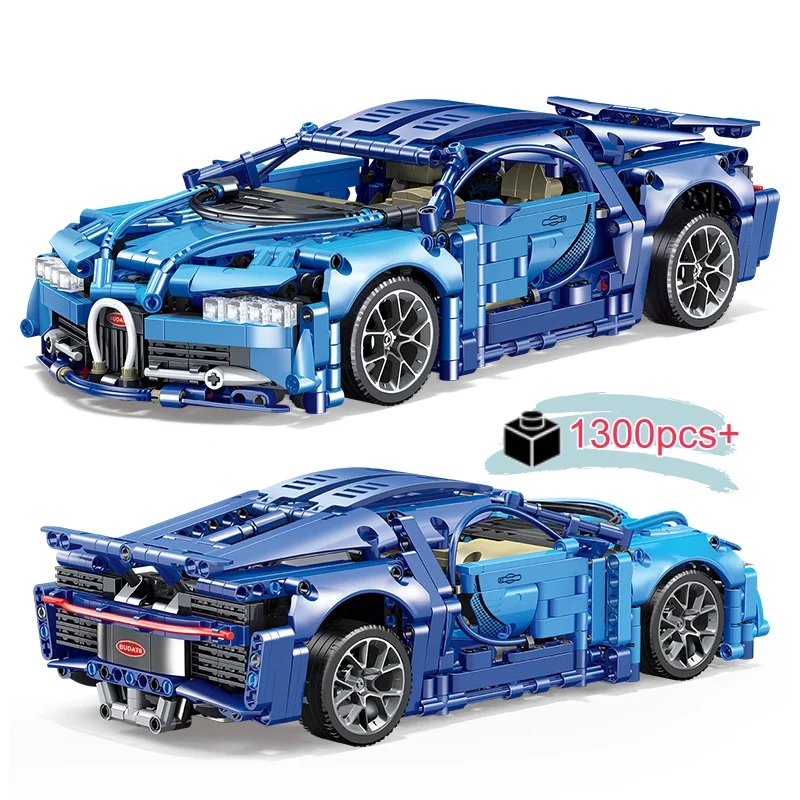 

City Technical 1:14 Blue Super Racing Car Building Blocks MOC Assemble Sports Vehicle Model Birthday Christmas Halloween Gifts