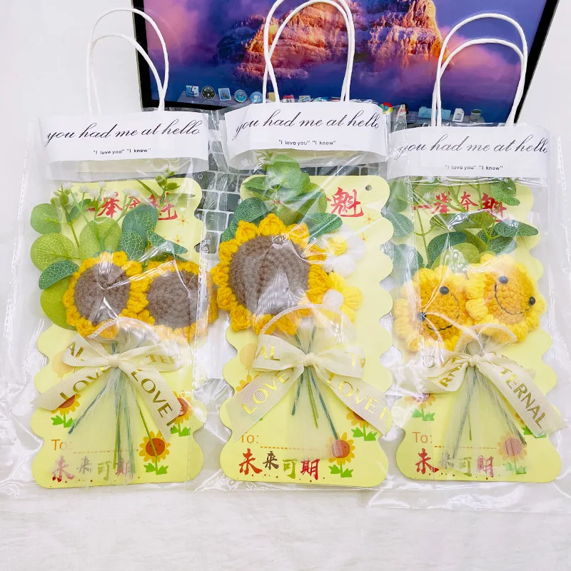 Crochet Fower Gifts Graduation Flower Bouquet Sunflower Gifts Artificial Flower Teacher's Day Gift Graduation Handmade Sunflower