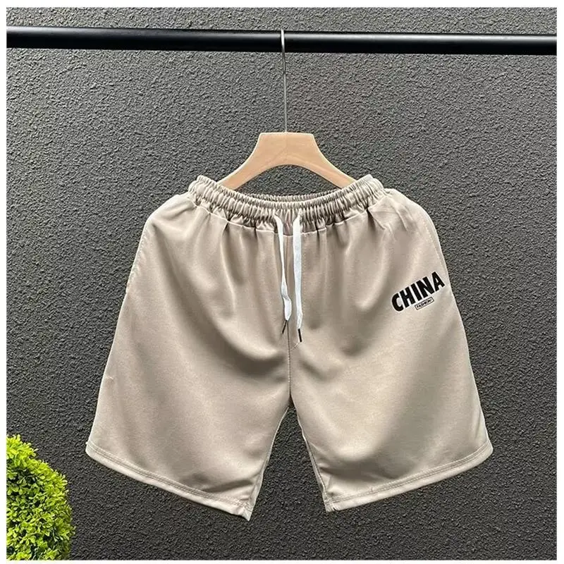 

New Summer Men's Baskeall Sport Loose orts Trendy Casual Five-Point Pants Mid-Waist Straight Leg Qui Dry No Stretch