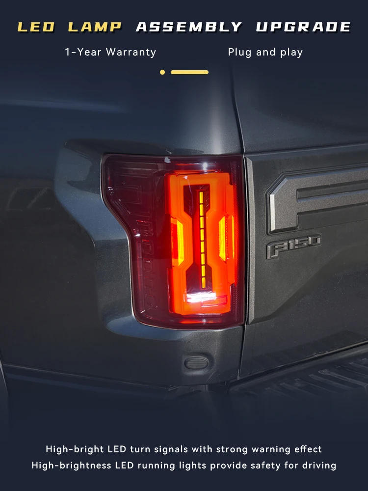 

Авто задние фонари для Ford Raptor F150 F-150 2015-2021, задний фонарь DRL, задний фонарь, светодиодные лампы, модифицированный тормоз, автоматические автомобильные аксессуары