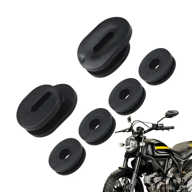 Solid Motorcycle Fairing Rubber Grommet 6pcs Motorcycle Tank Grommet Set Fairing Cover Side Cover Gasket Oval Round Washer