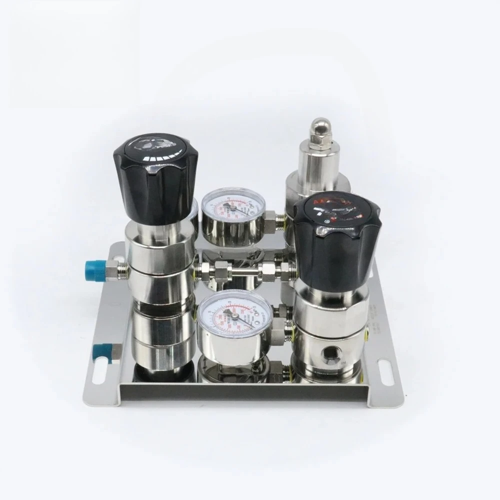 2026 Stainless Steel Semi-Automatic Switching Device Pressure Regulator, suitable for CO2/Ar/NH3/N2/O2/Ne/He/C2H2/