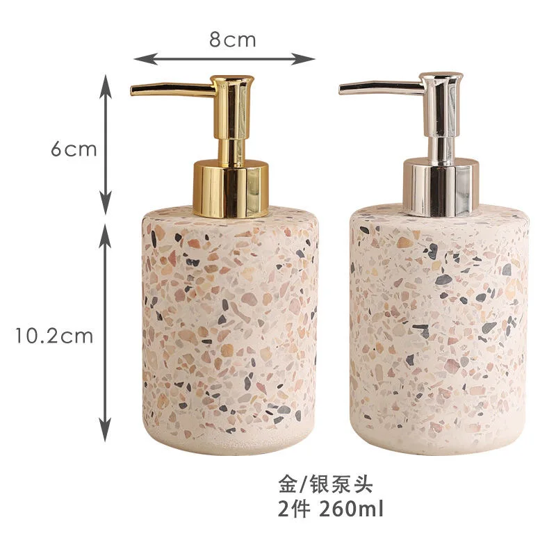 Nordic bathroom terrazzo lotion bottle shower gel hand sanitizer sub-bottling high-end hotel pressing bottle soap pump