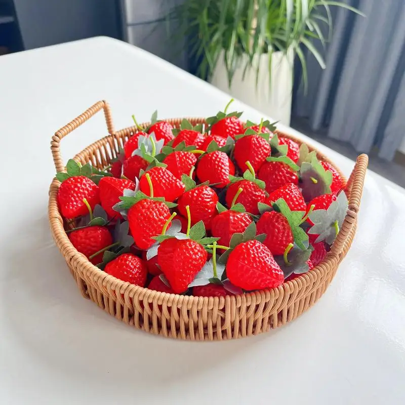 Lebensechte künstliche Erdbeeren aus Kunststoff, 10-20 Stück, künstliches Fruchtset für Fotografie-Requisiten, Babyparty-Dekoration – Detail 7