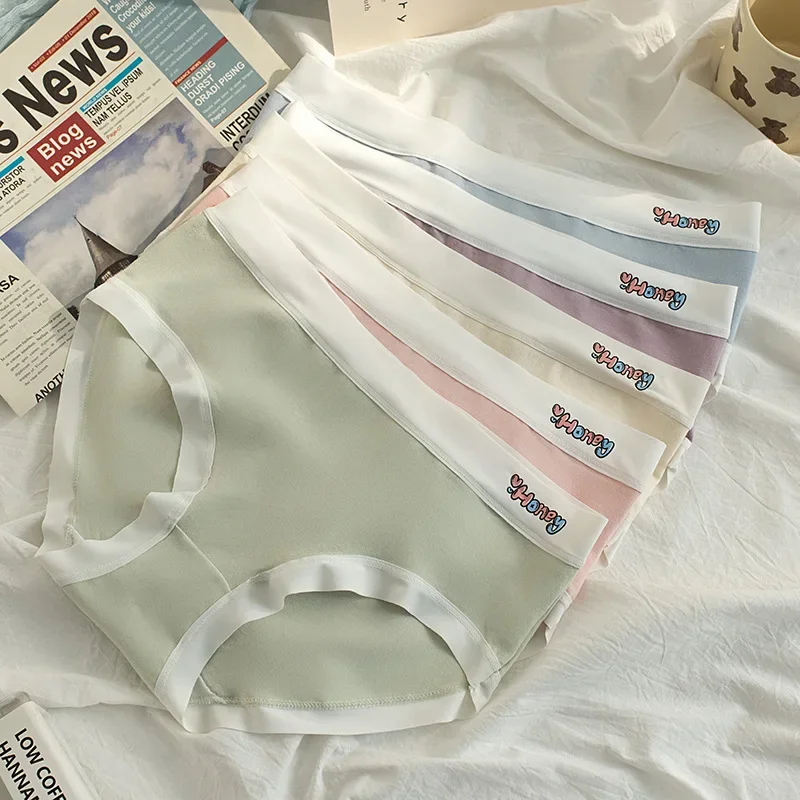 5Pcs Cotton Thin Women's Mid Waist Seamless Underwear, Loose, Comfortable, Breathable Triangular Pants, Women's Casual Underwear