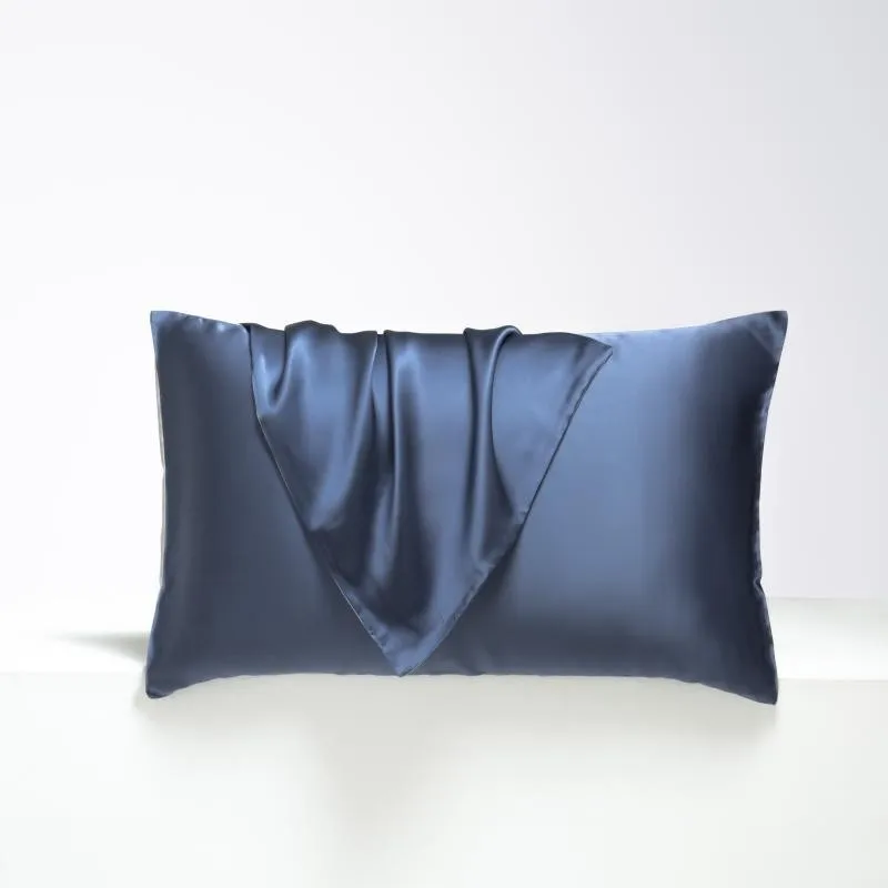 

Mulberry Silk Pillowcase for Hair and Skin Size 19"X 29" 2Pcs Pillow Case Soft Smooth Plain Solid Blue Silk Pillow cover