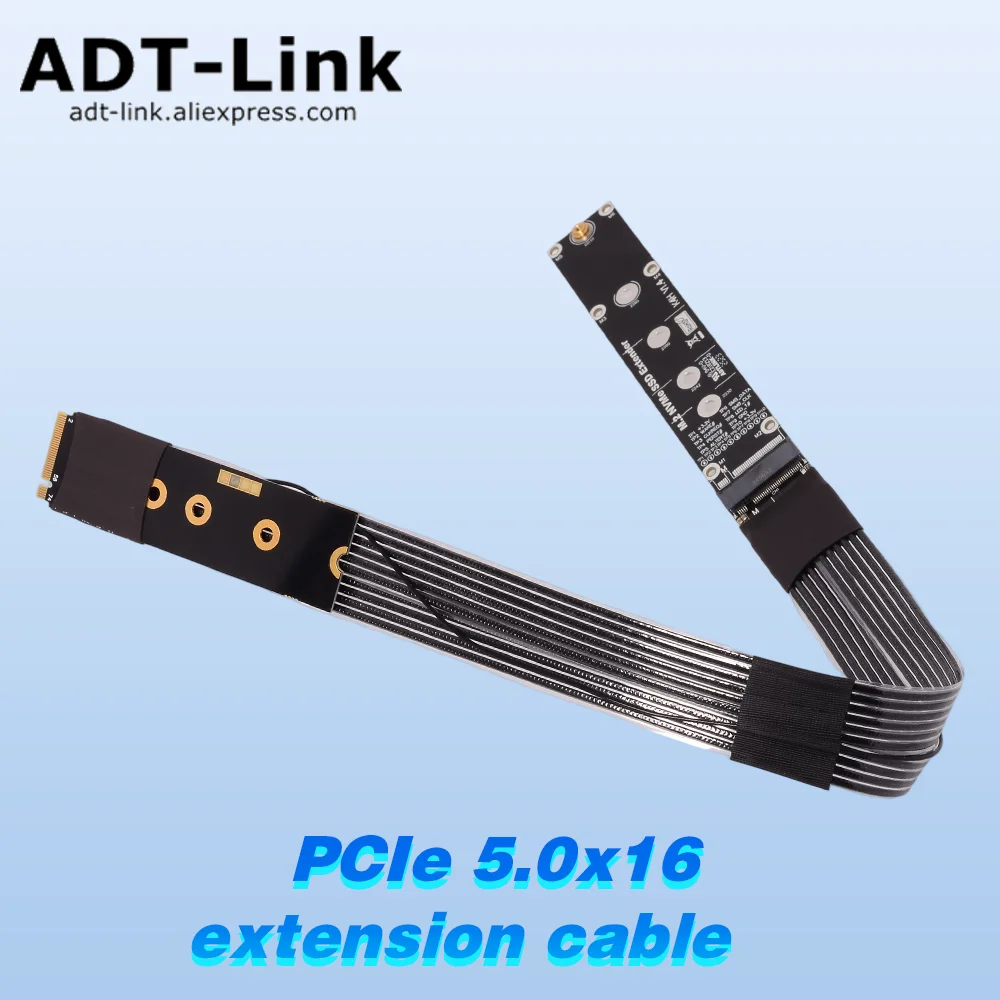 ADT-Link PCI-E 5.0 X4 GEN 5 SSD Adapter Cable M.2-Mkey Extension Cable for M.2 2280 22110 NVME SSD High-speed Cable 128GBPS