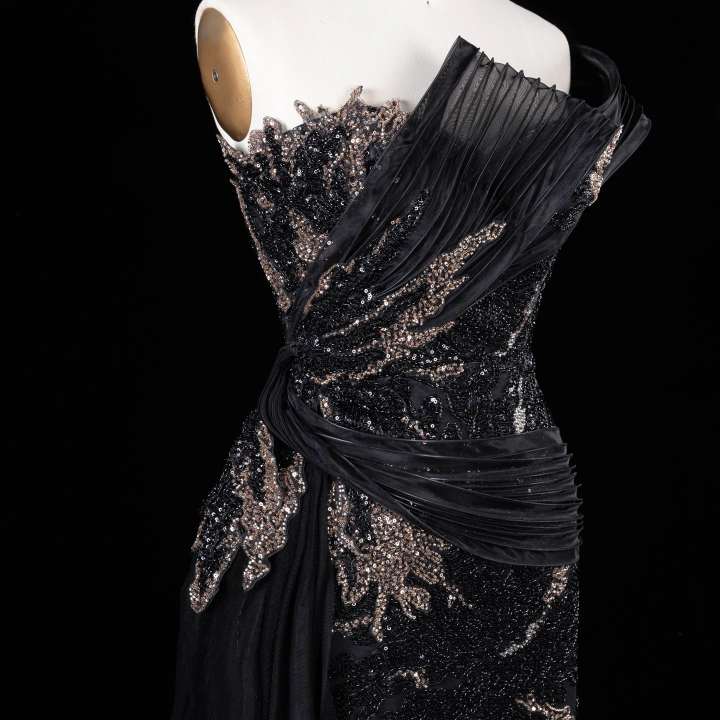Sharon Said Luxuriöses Abendkleid in Grün mit Farbverlauf, schulterfrei, mit Perlenapplikationen, für Damen, Hochzeit, formelle Party, Modell SS293, maßgeschneidert – Detail 27