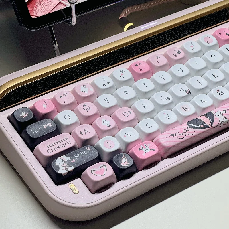 

Клавиатура с розовым Кроликом, 134Key PBT, персонализированная Милая клавиатура с девушкой, MOA профиль, игровая клавиатура с крышкой, аксессуары для механической клавиатуры