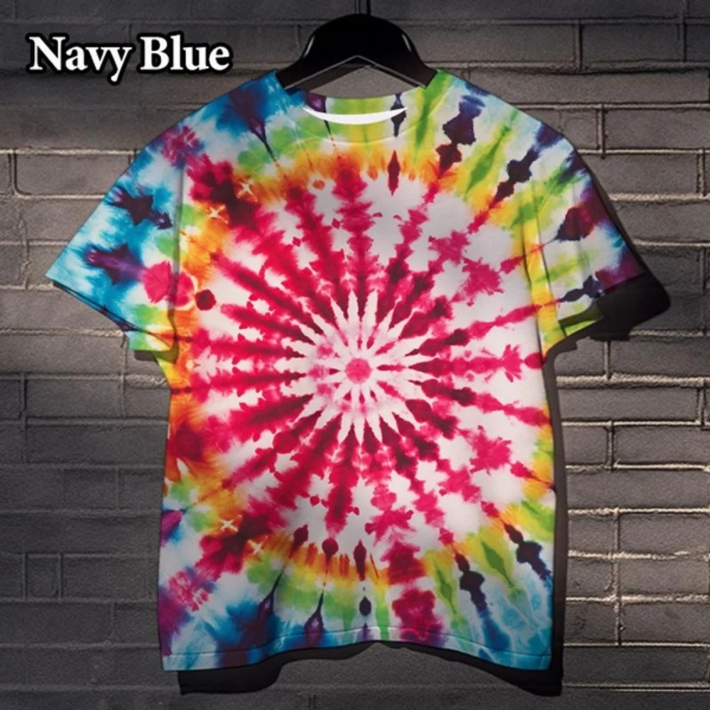 Cool Tie Dye T-Shirts Short Sleeve Tee Fashion Loose Casual Tee Shirt Men O-Neck Clothing for Man Oversized T-Shirt Y2k Clothes