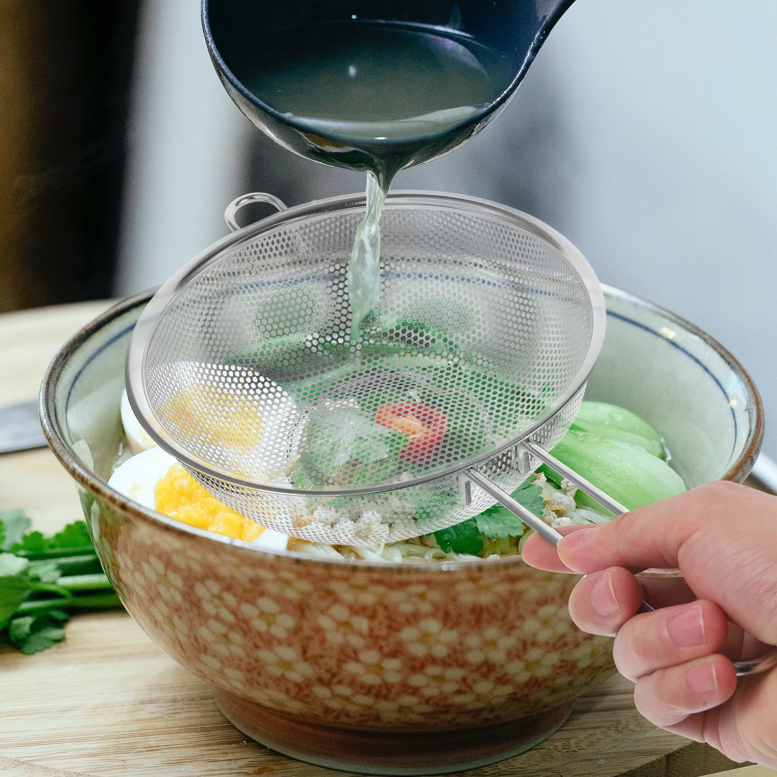 

Single Handle Stainless Steel Colander Basket 19.2 Kitchen Strainer for Fruit Vegetable Rice Wash with Fast Drain System