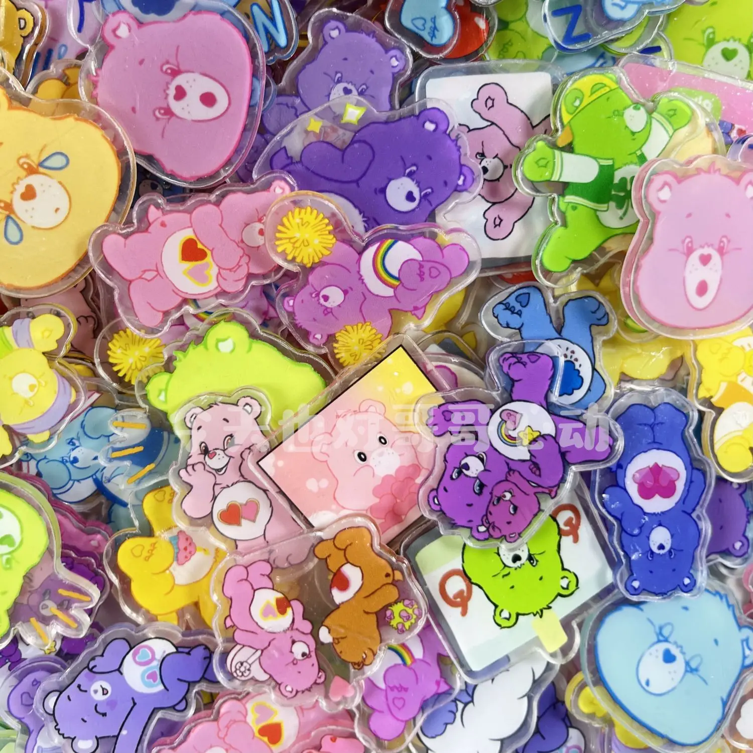 MINISO 4cm Care Bears Special-shaped Acrylic Sheet Diy Handmade Accessories Keychain Pp Clip Random 50pcs