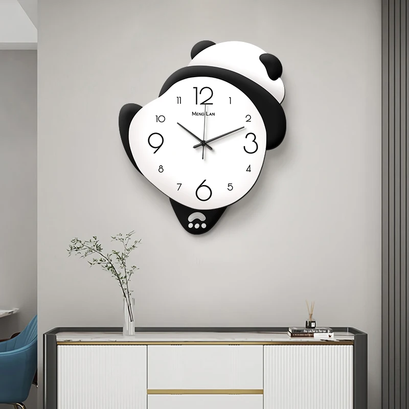 

Chinese-style Designed Panda Wall Clock Cute Creative Wall Clock Living Room Background Wall Home Decor Reloj De La Pared FYWC