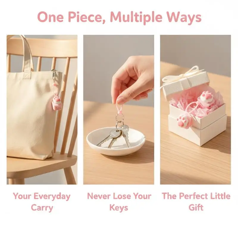 Mini Cat Claw Clickable Keyboard Button Fidget Keychain Hangable Bag Charm Toy for Stress Relief