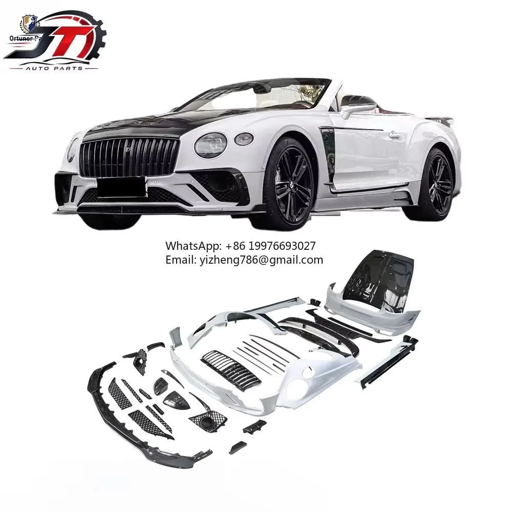 JT New For Bentley Continental GT/GTC M Style Carbon Fiber Body Kit Front Bumper Rear Diffuser Spoiler Hood Conversion Bolt-On 6