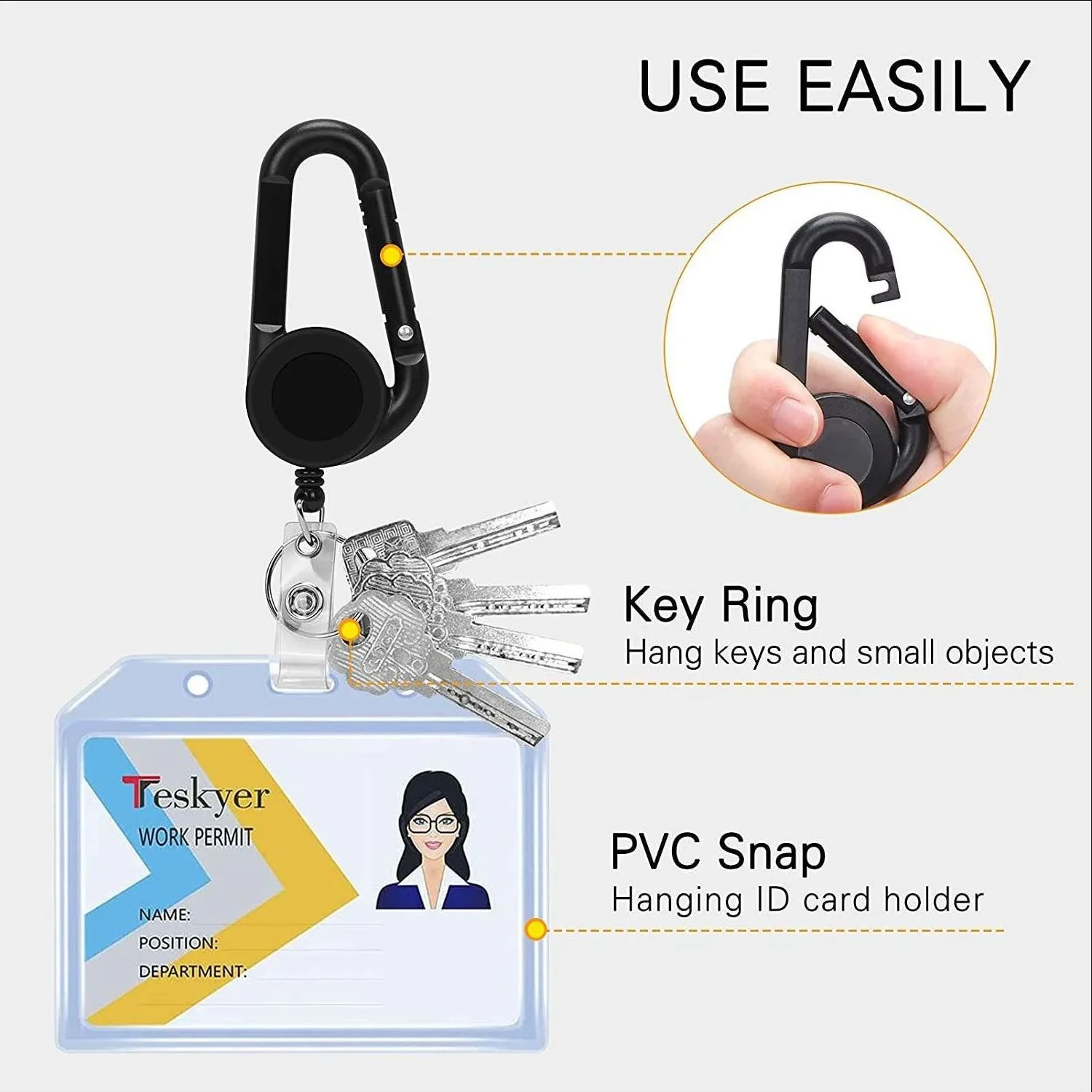 10PCS Carabiner Retractable Badge Reel Pink ID Holder Nurse Key Pull Gym Bag Charm Bulk Wholesale Medical Office ID Sport Set