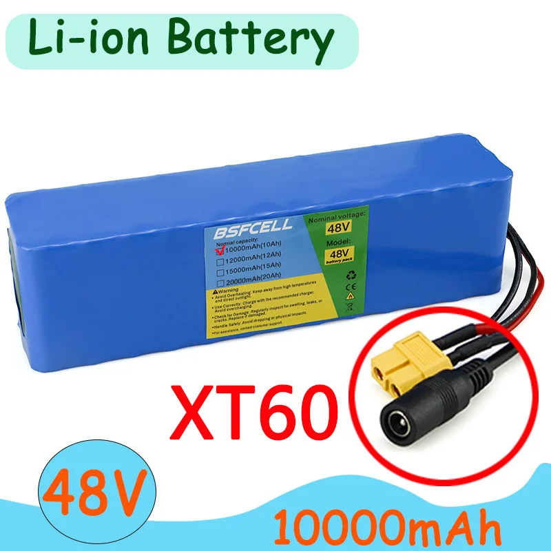 

Hot Selling 48V E-Bike Battery 10000mAh Li-ion Battery XT60 Connector ,48V Battery Pack With BMS