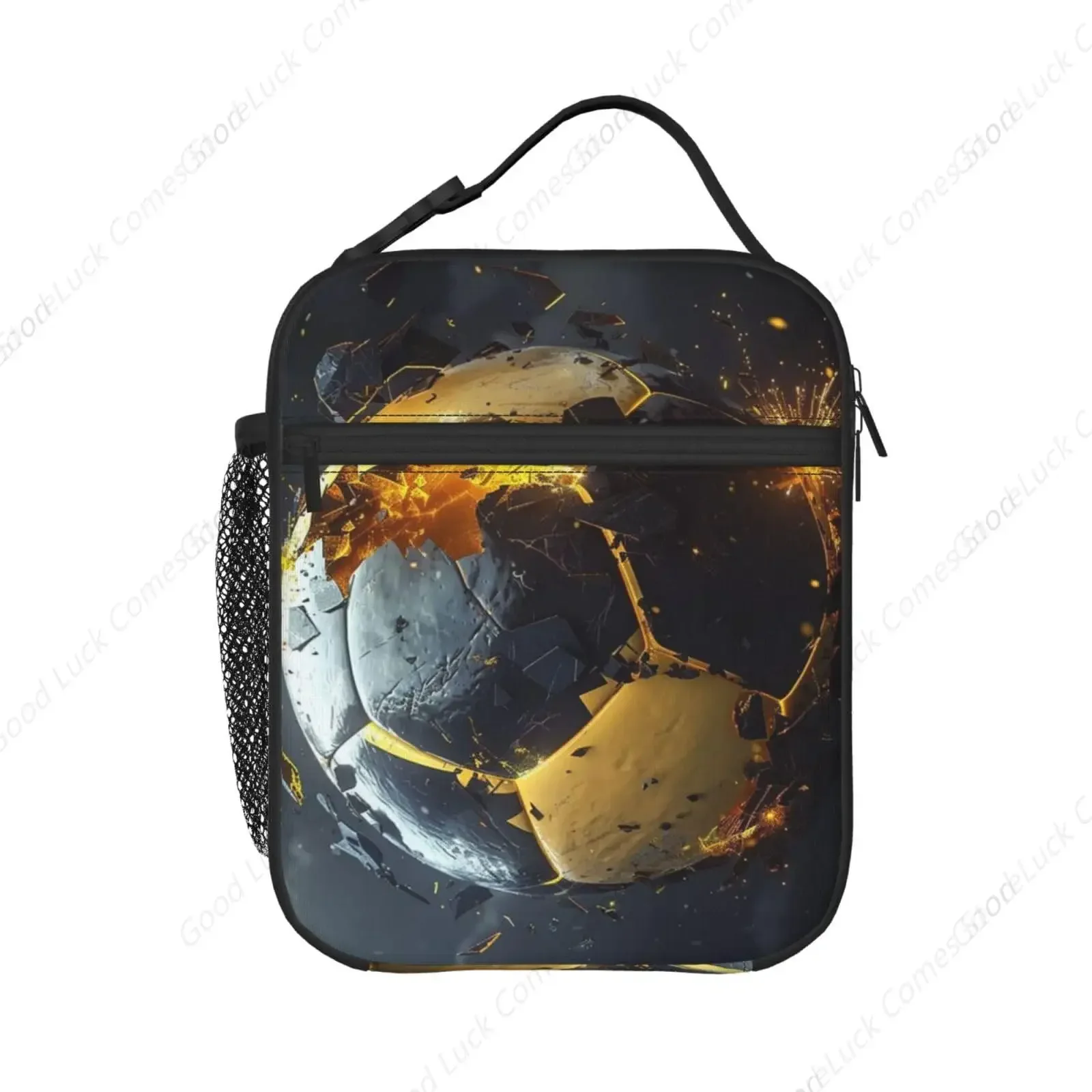 Reusable Soccer Lunch Box for Kids Girls Boys Women Adult, Insulated Sport Lunch Bag,Polyester Cooler Gaming Handbags Case