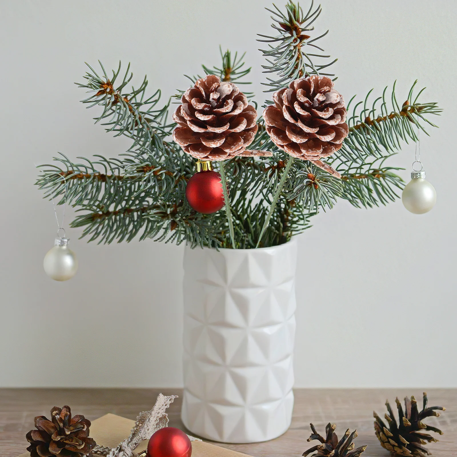 

20Pcs Holiday Pine Cone Ornaments Realistic Christmas Wreath Pine Cone Picks for Fireplace Mantel Winter Decor